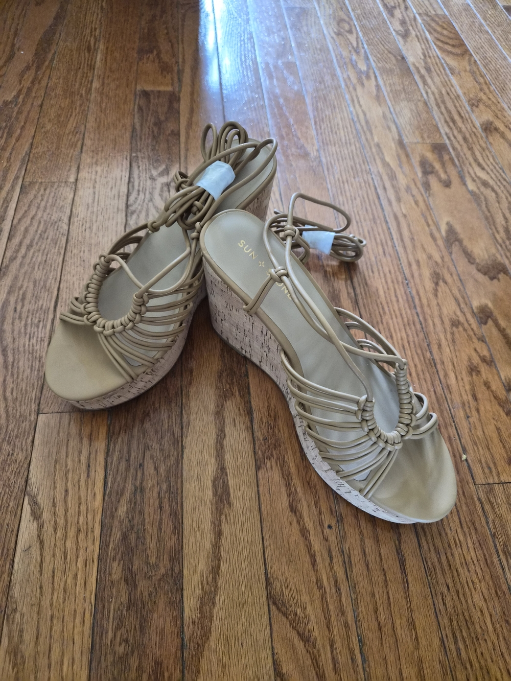 Sun + Stone Wedge Sandals with Lace-Up Straps